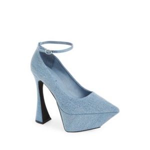 Jeffrey Campbell Siouxsie Pointed Toe Platform Pump in Blue Denim